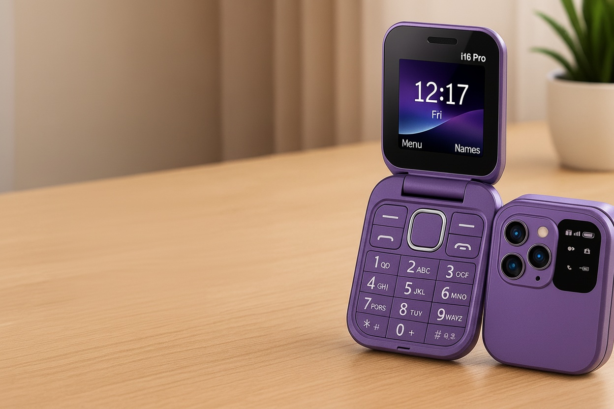 Classic 2G Flip Mobile Phone - Dual Display, Big Button Keypad, Loud Sound & Dual SIM | Wowcher