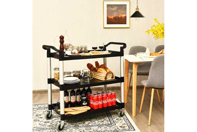 3-Tier Aluminium Kitchen Storage Trolley – Lightweight, Modern, Easy-Clean Utility Cart | Wowcher