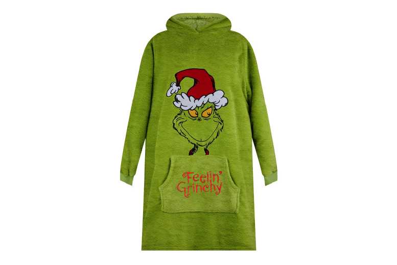 Unisex Black Snuggle into the Official Grinch Oversized Blanket Hoodie | Wowcher