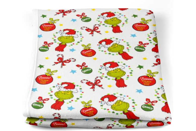 Official Dr. Seuss Grinch Ultra-Soft Fleece Blanket Throw – Limited Edition Christmas Decor, 100 x 150cm | Wowcher
