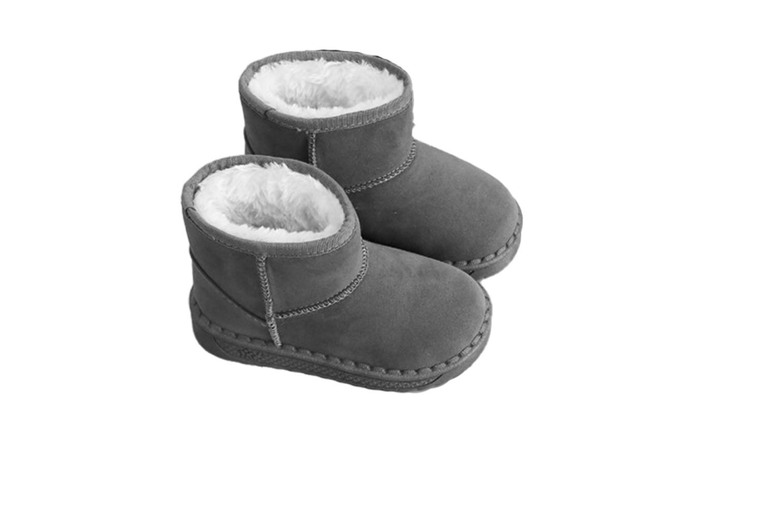 Unisex Brown Kids’ Faux Suede Winter Snow Boots – Cosy, Slip-Resistant, Ankle-High | Wowcher
