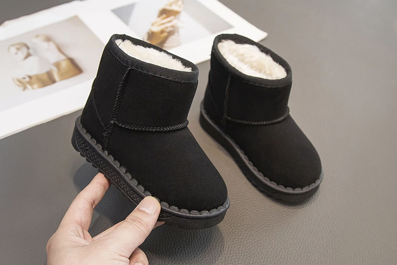Unisex Kids'   Winter Warm Snow Boots, UK1, Black | Wowcher