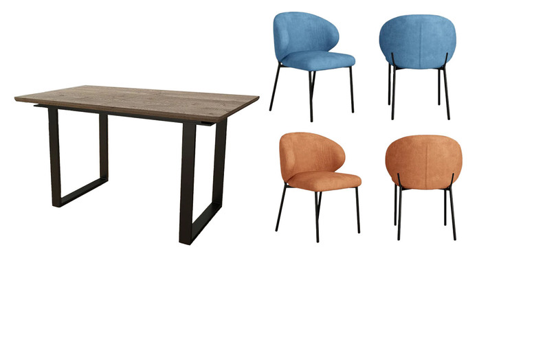 Extending Dining Table with 6 Velvet Chairs – 2 Options & 2 Colours Extending Dining Table with 6 Velvet Chairs – 2 Options & 2 Colours