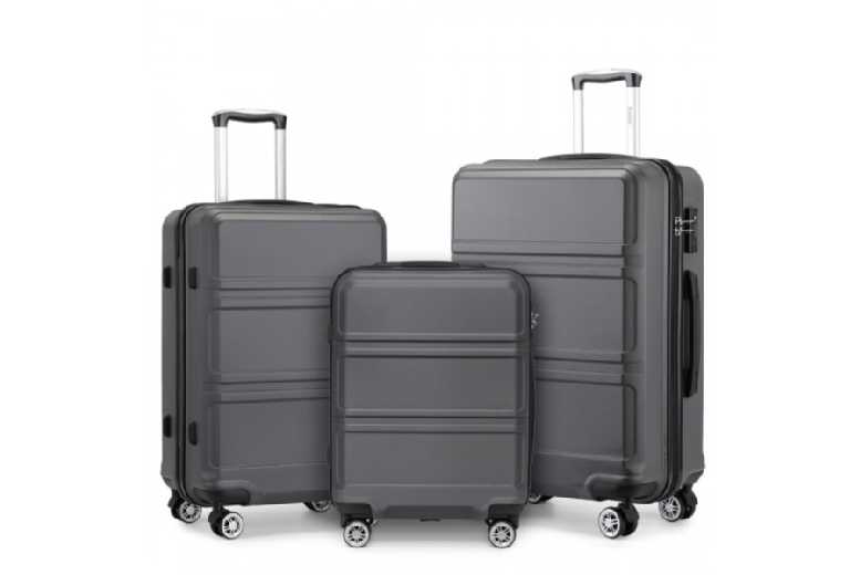 Kono ABS Sculpted Horizontal Design Piece Suitcase Set Wowcher
