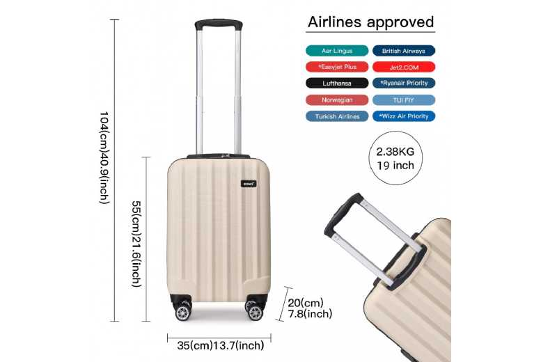 Kono 3-Piece ABS Hardshell 4-Wheel Spinner Suitcase Set – Lightweight Luggage | Wowcher