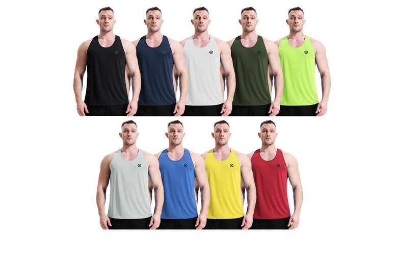 1Pc or 3pc Men’s Dry Fit Y-Back Muscle Tank Top – 7 Sizes & 9 Colours | Wowcher