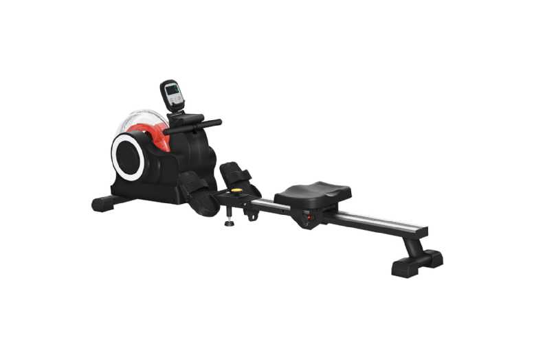 Black Foldable Water Rower – Aluminium Rail, Adjustable Resistance, Space-Saving Home Gym Equipment | Wowcher