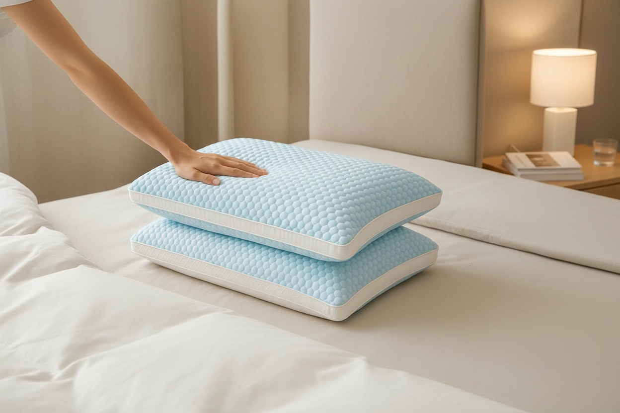 Ice Silk Cooling Bed Pillow - Breathable, Ergonomic Support, 3 Sizes & Colours | Wowcher
