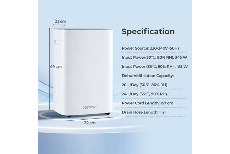 Energy Efficient 24L Dehumidifier – Smart Kitchen Appliance, Large Capacity, Touch Control | Wowcher