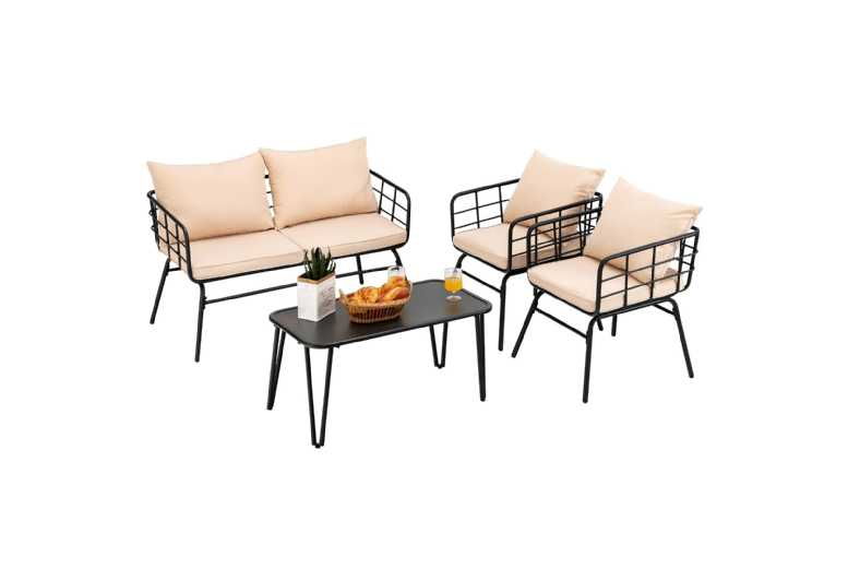 4 Piece Steel Garden Conversation Set with Cushions – Weather-Resistant Outdoor Lounge | Wowcher 4 Piece Steel Garden Conversation Set with Cushions – Weather-Resistant Outdoor Lounge | Wowcher