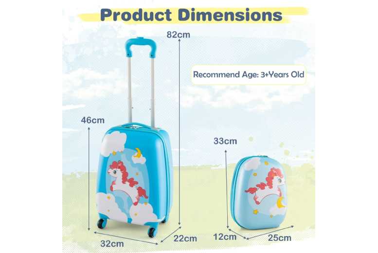 Kids Suitcase & Backpack Set – Lightweight, Durable, Water-Resistant – Cabin-Approved Travel Luggage for Ages 3+ | Wowcher