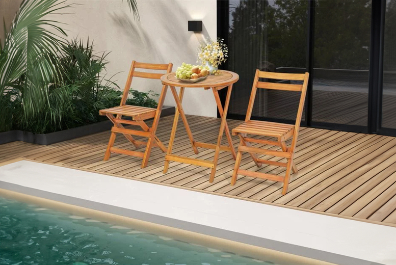 3-Piece Acacia Wood Folding Patio Bistro Set 3-Piece Acacia Wood Folding Patio Bistro Set
