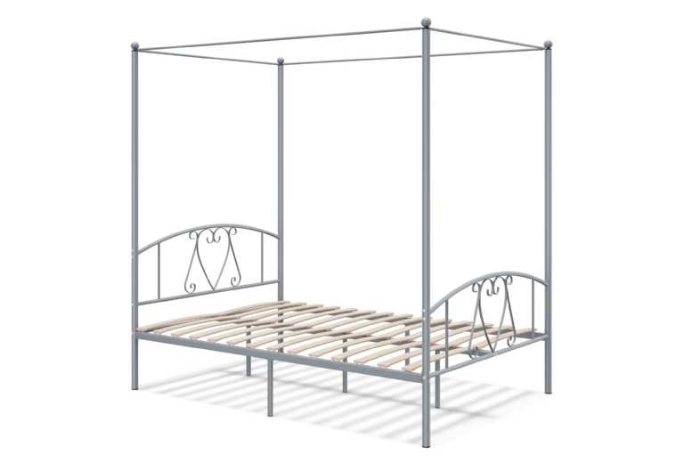 Elegant Double Size Metal Canopy Bed Frame | Wowcher Elegant Double Size Metal Canopy Bed Frame | Wowcher