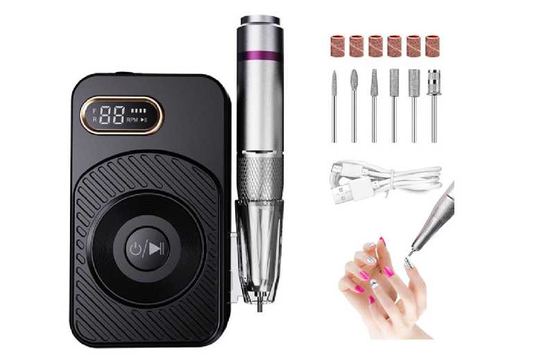 Professional Electric Nail File Drill Machine 45000RPM – Cordless, Portable, Salon-Quality Manicure & Pedicure Tool | Wowcher