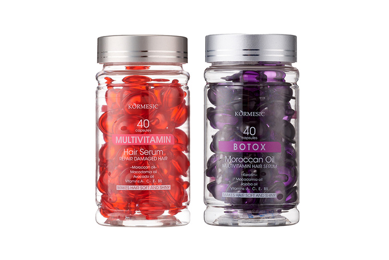 Hair Vitamin Capsules with Moroccan Oil & Multivitamins – For All Hair Types, Colour Safe, Anti-Frizz Serum | Wowcher