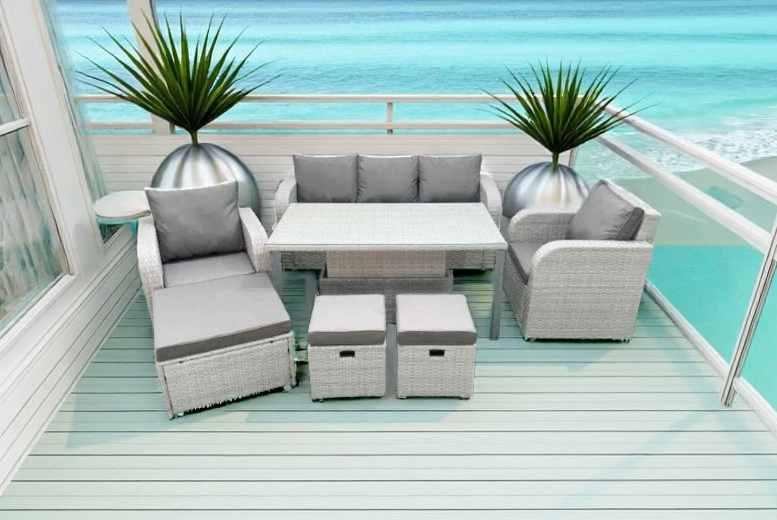 Weather-Resistant Rattan Reclining Sofa Set with Adjustable Table | Wowcher Weather-Resistant Rattan Reclining Sofa Set with Adjustable Table | Wowcher