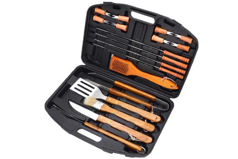 Stainless Steel BBQ Grill Tool Kit - 18-Piece Portable Outdoor Set | Wowcher