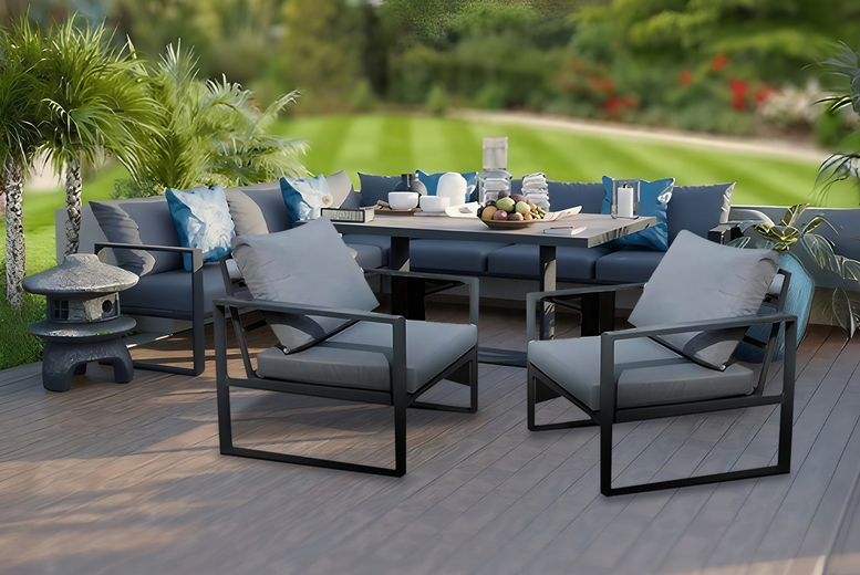 8-Seater Aluminium Outdoor Dining Set with Lift Table & Armchairs 8-Seater Aluminium Outdoor Dining Set with Lift Table & Armchairs
