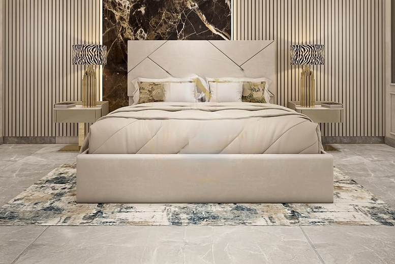 Monaco Luxury Upholstered Bed Frame & Sturdy Base – Modern Design | Wowcher