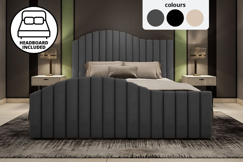 Elegant Upholstered Vertical Wave Bed Frame | Wowcher Elegant Upholstered Vertical Wave Bed Frame | Wowcher