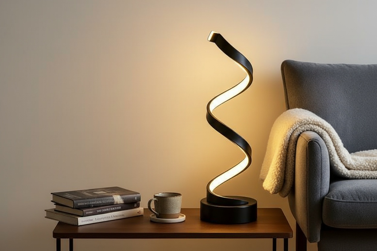 LED Spiral Table Lamp – Energy Efficient, Adjustable Modes, Modern Design | Wowcher