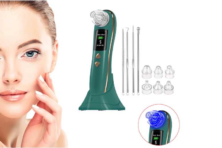 Electric Blackhead Remover Vacuum Face Pore Cleaner with 6 Heads | Wowcher