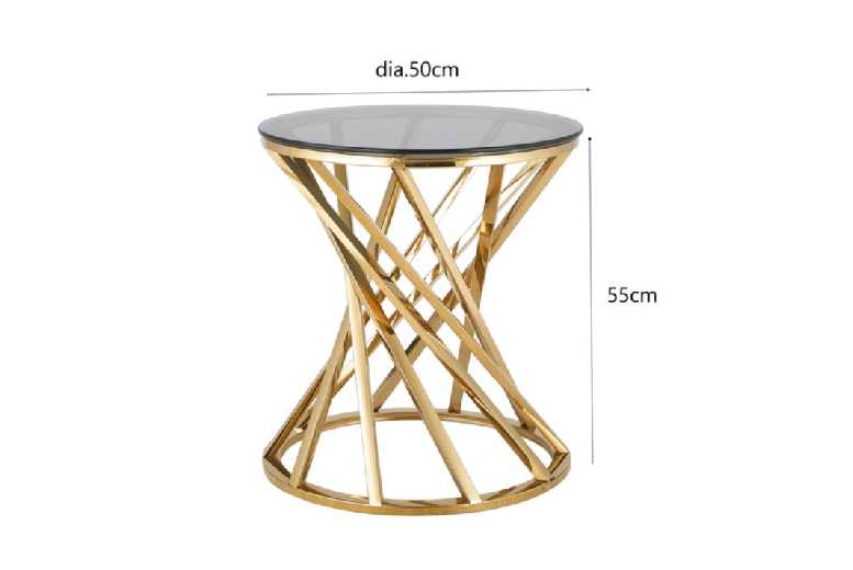 Contemporary Spiral Glass Side Table – Tinted Tempered Glass, Metal Accent, Modern Living Room Furniture | Wowcher