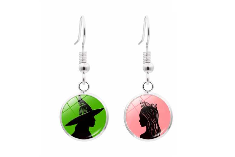 Stainless Steel Hypoallergenic Wicked- Hook Earrings – Elphaba & Glinda Statement Dangles | Wowcher