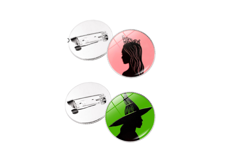 Unisex Silver Musical  pired Elphaba & Glinda Friendship Pins 2pcs Set | Wowcher