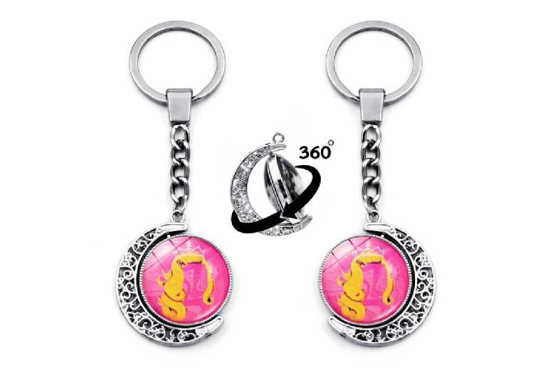 Unisex Black Stainless Steel Spinning Witch Keychain Key Ring – Musical , Durable, Collectible Accessory | Wowcher