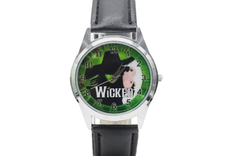 Wicked Witch Quartz Stainless Steel Watch - Musical-, Black Leather Strap, 4cm Dial | Wowcher