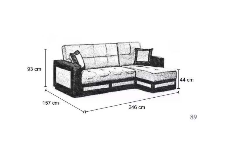 Brook Fabric Corner Storage Sofa Bed – Modern L-Shaped 4-Seater in Grey or Brown | Wowcher