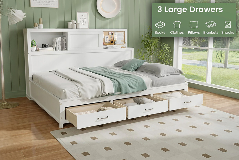 Daybed Frame with Storage & Sturdy Base | Wowcher