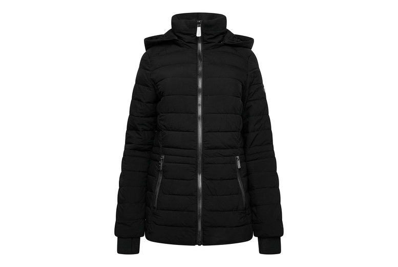 Nautica Women’s Black Quilted Puffer Parka Jacket – Lightweight Thermal, Detachable Hood, Machine Washable (XS-XL) | Wowcher
