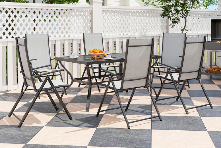 7-Piece Steel Outdoor Dining Set – Weather-Resistant & Foldable | Wowcher 7-Piece Steel Outdoor Dining Set – Weather-Resistant & Foldable | Wowcher