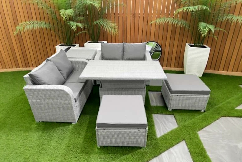 6-Piece Weather-Resistant Rattan Garden Dining Set with Adjustable Table – Seats 6 | Wowcher 6-Piece Weather-Resistant Rattan Garden Dining Set with Adjustable Table – Seats 6 | Wowcher