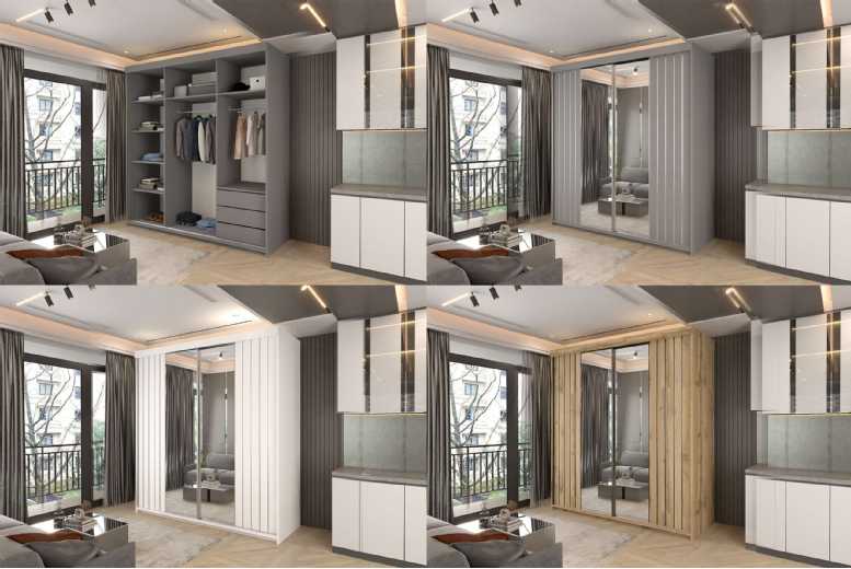 Noda Contemporary Sliding Door Wardrobe – White, Grey, or Votan Oak Finish, Large Mirror, 150cm or 200cm | Wowcher Noda Contemporary Sliding Door Wardrobe – White, Grey, or Votan Oak Finish, Large Mirror, 150cm or 200cm | Wowcher