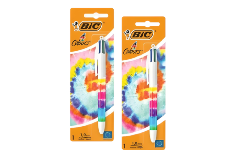 BIC 4-Colour Smooth Writing Tie Dye Ballpoint Pen – Refillable, Multi-Ink, Trendy Plastic | Wowcher