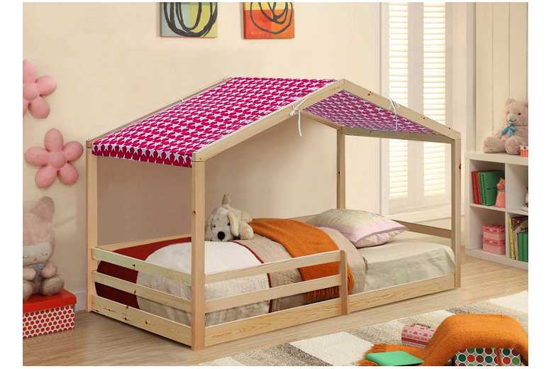 3ft Wooden House Bed Frame with Custom Tent & Sturdy Base | Wowcher