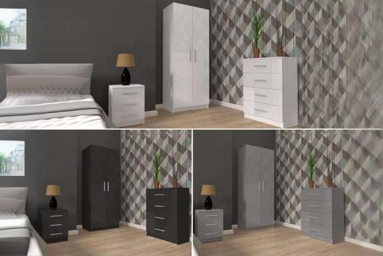 Bella High Gloss 2-Door Hinged Wardrobe Set with Storage Bed & Chest Drawers – Contemporary Bedroom Furniture | Wowcher Bella High Gloss 2-Door Hinged Wardrobe Set with Storage Bed & Chest Drawers – Contemporary Bedroom Furniture | Wowcher