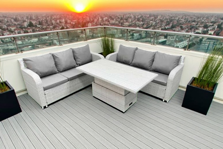 Weather-Resistant PE Rattan 6-Seater Garden Sofa Set with Adjustable Table | Wowcher Weather-Resistant PE Rattan 6-Seater Garden Sofa Set with Adjustable Table | Wowcher
