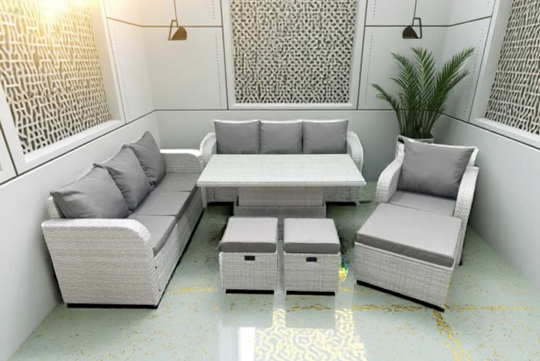 PE Rattan 10-Seater Reclining Sofa Set with Lifting Table PE Rattan 10-Seater Reclining Sofa Set with Lifting Table