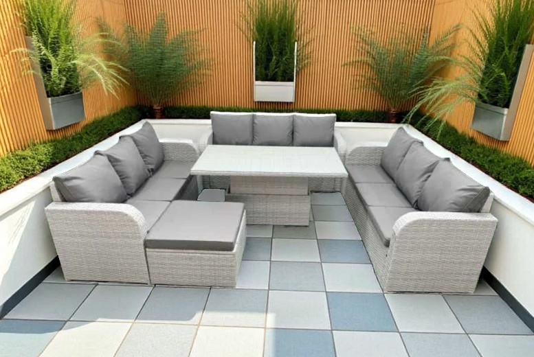 10-Seater PE Rattan Outdoor Sofa Set with Weather-Resistant Lifting Table – Modern U-Shape Garden Lounge | Wowcher 10-Seater PE Rattan Outdoor Sofa Set with Weather-Resistant Lifting Table – Modern U-Shape Garden Lounge | Wowcher