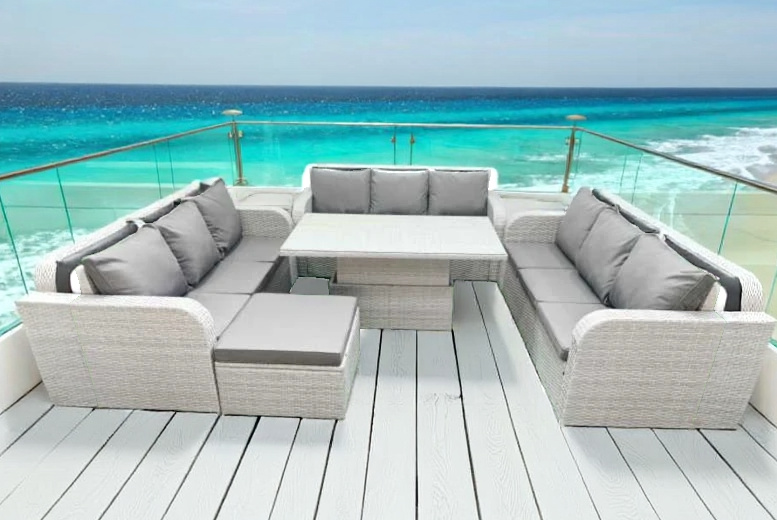 10-Seater Rattan Sofa Set with Lifting Table & Side Table 10-Seater Rattan Sofa Set with Lifting Table & Side Table