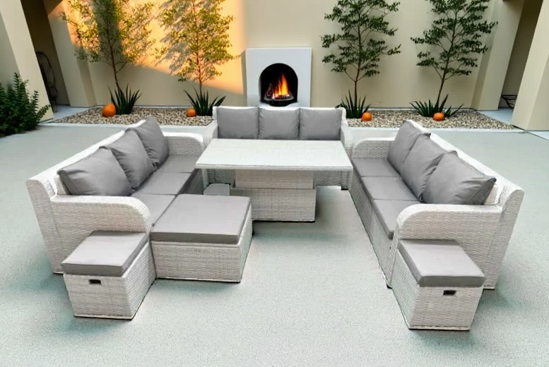 12-Seater Rattan Garden Sofa Set with Adjustable Table 12-Seater Rattan Garden Sofa Set with Adjustable Table