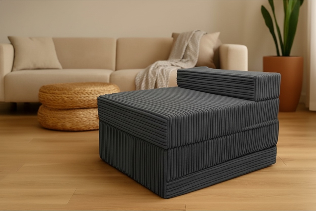 2-in-1 Jumbo Cord Fabric Z Chair Bed & Sofa – Modern Foldable Guest Seating (4 Colours) | Wowcher