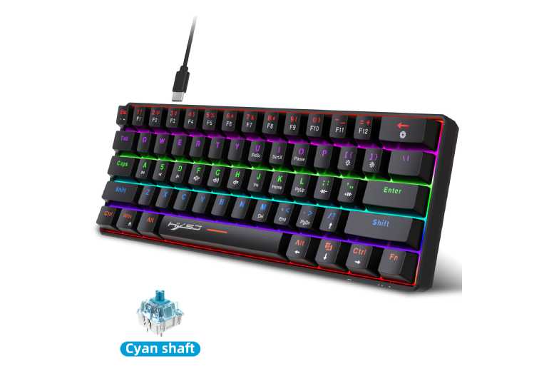 60% RGB LED Backlit Mechanical Gaming Keyboard – Ultra-Compact, Type-C, Portable eSports Accessory | Wowcher