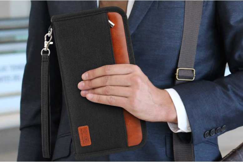 Unisex Black Passport Holder Case Wallet Credit Card Flight Tickets Clutch Bag | Wowcher