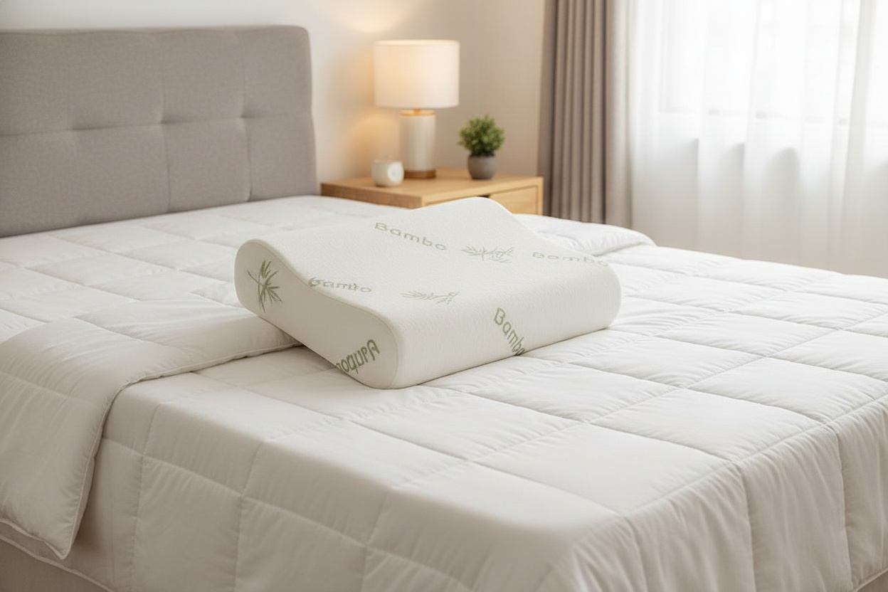 Bamboo Memory Foam Orthopedic Pillow – Ergonomic, Breathable & Antibacterial, 3 Sizes | Wowcher