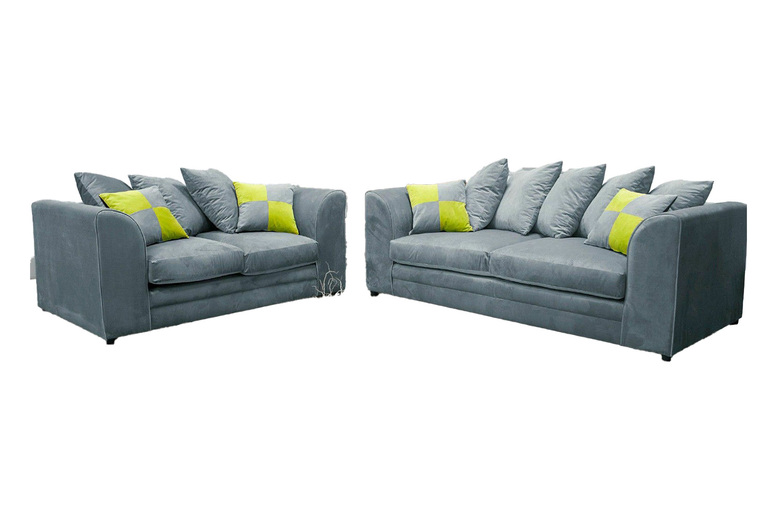 JJ Plush Velvet 3+2 Seater Sofa Set – Modern Scatter Back | Wowcher